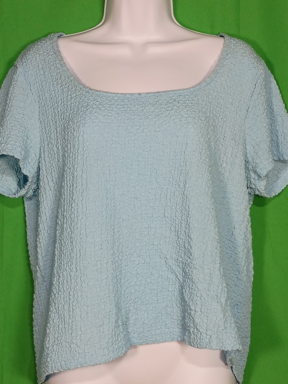 Time and Tru Women's XL Turquoise Blue Textured Short Sleeve Top
